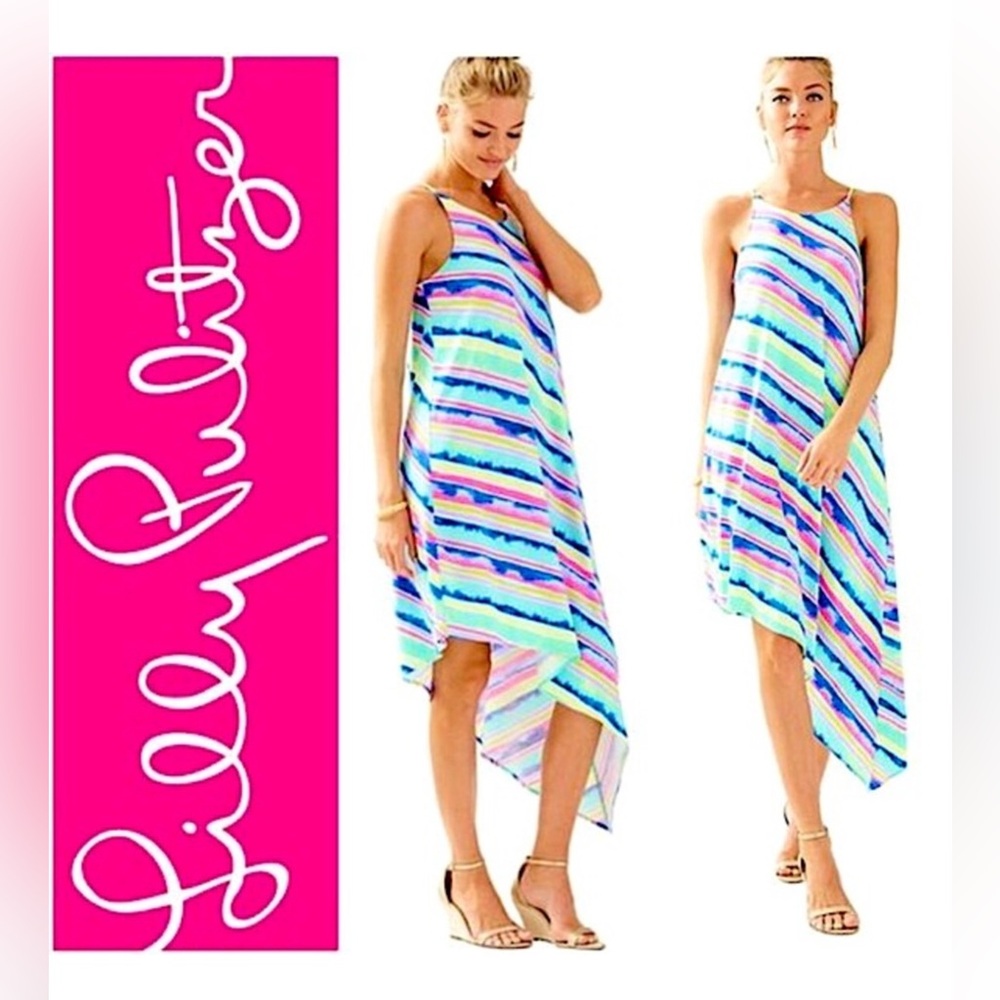Lilly Pulitzer Sz XXS Multi Ceviche‎ Stripe Diagonal Magnolia Midi Dress
